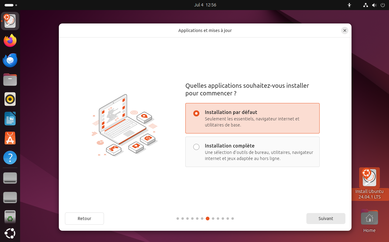 Choix des applications à installer